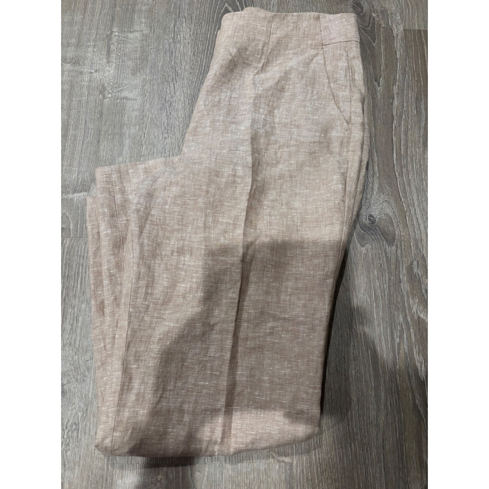 Talbots Southampton Linen Pants Straight Leg‎ Neutral Beige Minimalist Sz 12